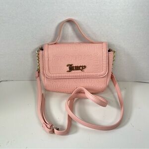 Juicy couture pastel pink top handle crossbody embossed faux leather purse Y2K